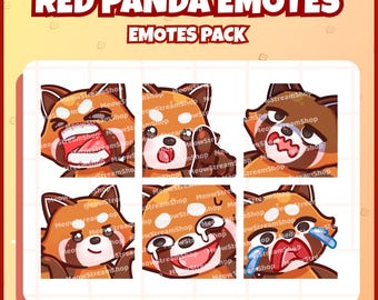 Twitch Emote  / Cute Red Panda Emotes Pack #11 (LFG, simp, bocchi, shrug, wheeze, aqua cry) / Cute chibi Red panda, raccoon Sub Emoji