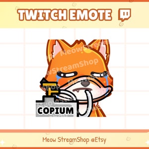 Twitch Emote / Cute fox Copium Emotes / kawaii Fox chibi Sub Emoji