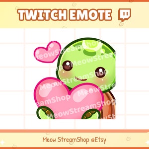 Twitch Emote  / Cute Tortoise heart, love, hug heart  Emotes / kawaii turtle, reptile, sea turtle Sub Emoji