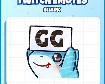 Twitch Emote / Cute Shark GG Cool / kawaii sharks chibi, baby, pups Sub Emoji