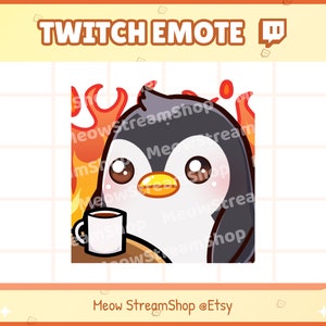 Twitch Emote  / Cute Penguin This is Fine Emotes / Cute Penguin Emote for streamer / Discord Youtube