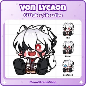 Von Lycaon Giftuber / veadotube GIF reactivo de Discord / Avatar de transmisión de Twitch / Recursos de Vtuber / Reactivo de voz / OBS / zenless zone zero