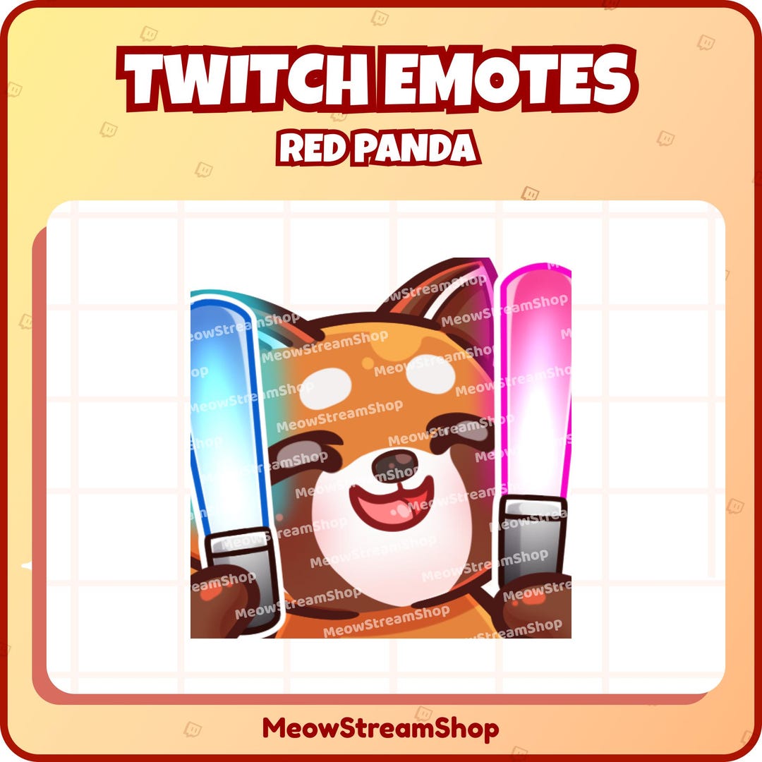 Twitch Emote / Cute Red Panda Rave Emotes / Cute Chibi Red Panda ...
