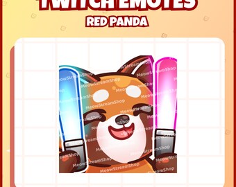 Twitch Emote  / Cute Red Panda Rave Emotes / Cute chibi Red panda, raccoon Sub Emoji