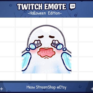 Twitch Emote  / Cute Ghost Cry, Sad, Tears Emote / Kawaii spooky ghost Halloween emoji / discord