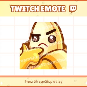 Twitch Emote / Cute Banana Think, flat, ? , serious Emotes / Kawaii Banana Discord Youtube Sub Emoji