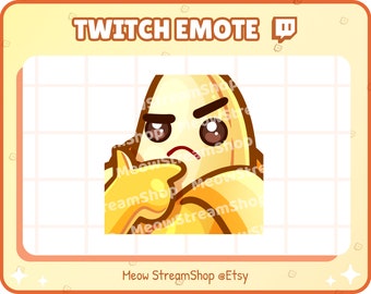 Twitch Emote / Cute Banana Piensa, plano, ? , serio Emotes / Kawaii Banana Discord Youtube Sub Emoji