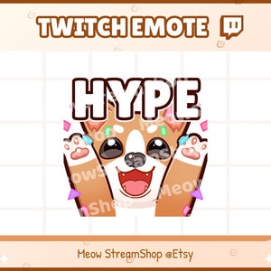 Twitch Emote / Corgi HYPE, Happy, Confetti Emoji for streamer / Pet Cute Dog