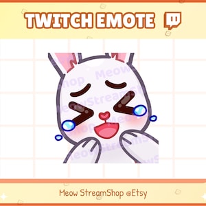 Twitch Emote  / Cute Rabbit Laugh, Lol, Laughing Emotes / Cute White bunny Sub Emoji