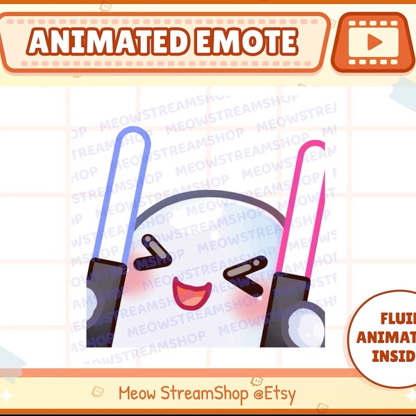 Emote animata Twitch / Emote animate Fantasma carino rave, bastoncino luminoso, bastoncino luminoso, danza, festa / Emoji fantasma spettrale Kawaii / Discordia