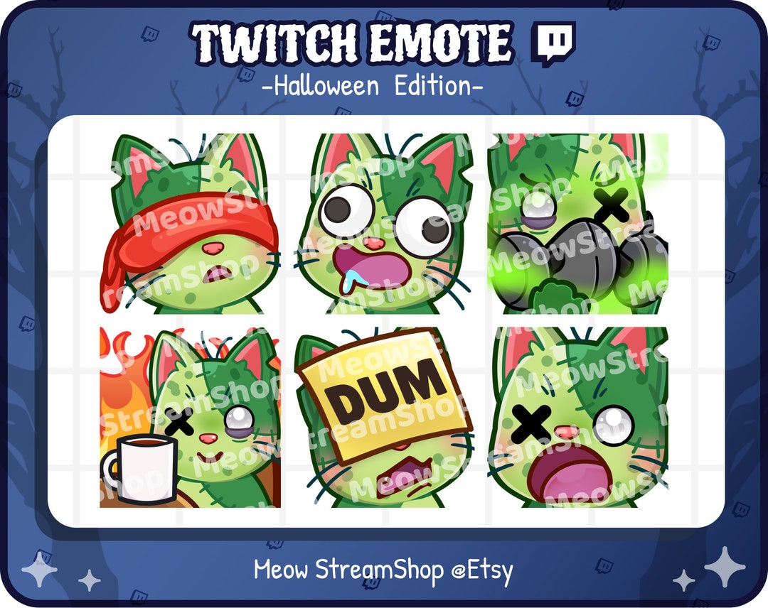 Twitch Emote / Cute Zombie Cat Emotes Pack #7 (blidfold, Derp, Toxic ...