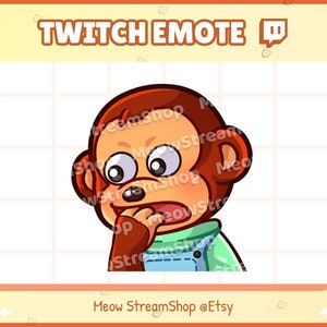 Puede incluir: Un mono de dibujos animados con pelaje marrón, que lleva un mono azul y verde, se está mordiendo la uña. El mono tiene una expresión de preocupación en su rostro. El fondo es una cuadrícula blanca.