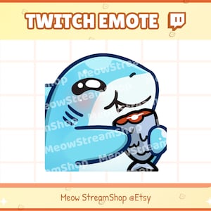 Twitch Emote / Mignon Requin Manger du poisson, nom Emotes / requins kawaii chibi, bébé, chiots Sub Emoji