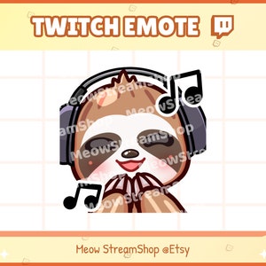 Twitch Emote  / Cute Sloth JAM, jamming, Music, dance Emotes / kawaii lazy sloth animal Sub Emoji