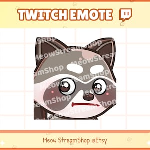 Twitch Emote / Lindo mapache mirada incómoda, pánico, meme, sus Emotes / Kawaii Mapache Panda Rojo Chibi Sub Emoji