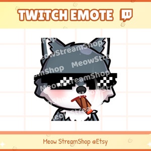 Twitch Emote / Cute Grey Wolf GG, EZ, cool, cig, sigaret Emotes / Kawaii Grey Wolf Dog Canis Halloween Sub Emoji