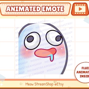 Emote animata Twitch / Emote animate Fantasma carino Derp, Derpy, Drool, dumb / Fantasma spettrale Kawaii Halloween emoji / Discordia