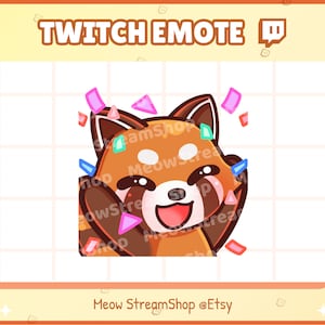 Twitch Emote / Lindo Panda Rojo Hype, emocionado, feliz, confeti Emotes / Lindo chibi Panda Rojo, mapache Sub Emoji