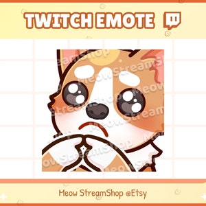 Twitch Emote  / Cute Corgi Shy, Blush, Please, Pleading Emotes / kawaii dog, dogy, dogie, pups Sub Emoji