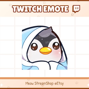 Twitch Emote  / Cute Penguin Cozy, Comfy, Blanket / Cute Penguin Emote for streamer / Discord