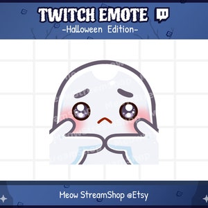 Twitch Emote  / Cute Ghost shy kawaii, finger touch Emote / Kawaii spooky ghost Halloween emoji / discord