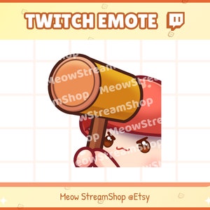 Twitch Emote / Cute Mushroom ban, hammer, bonk Emote / Kawaii Fungi Fungus Mildew Boletus Discord Youtube Sub Emoji Discord Youtube