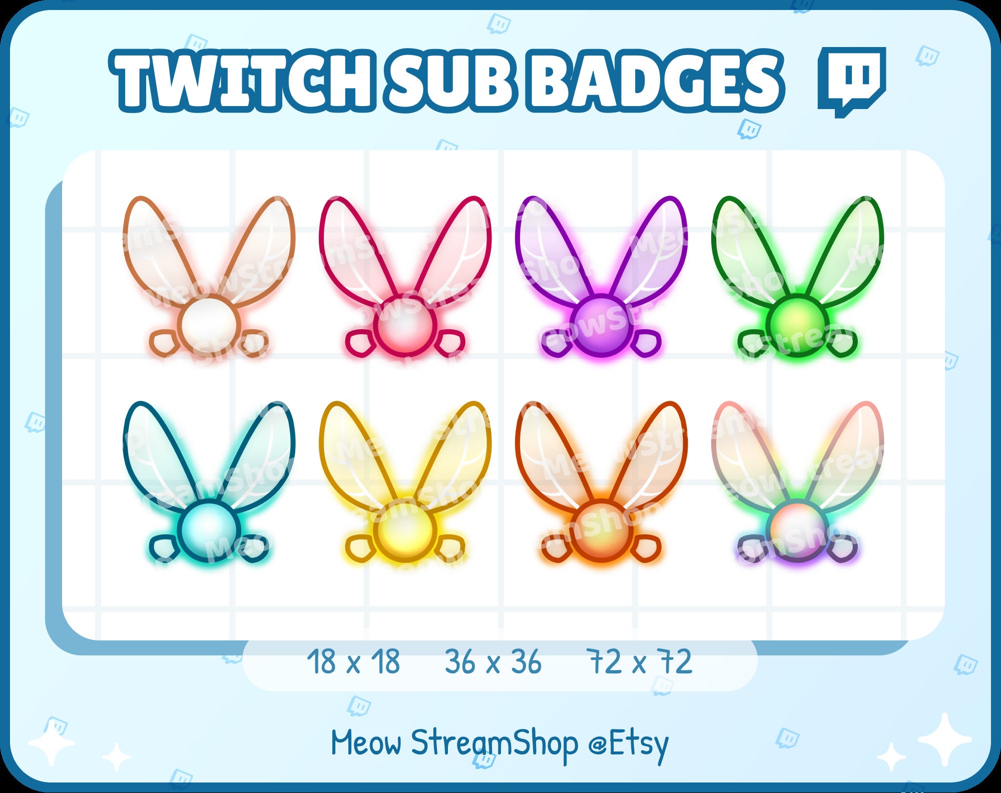 Twitch Sub Bit Badges X8 Zelda Fairy / Kawaii Fairy Badges 