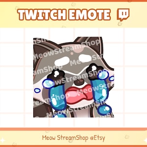Twitch Emote / Lindo mapache llora, triste, lágrimas Emotes / Kawaii Mapache Panda Rojo Chibi Sub Emoji