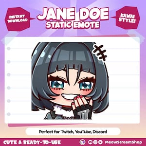 Emote Twitch / Jane Doe Emote béat, rire, sourire narquois / Sous-emoji Zenless Zone Zero pour streamer / Discord, Kick