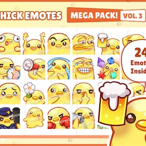 Twitch Emote / Cute Chick Mega Pack Emotes Vol. 3 ( 24 Emote Pronto all'uso! ) / Simpatico anatroccolo pollo chimkin Sub Emoji