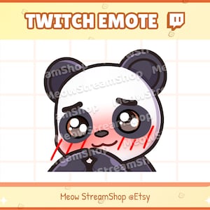 Twitch Emote / Panda Tímido, Sonrojado, Rubor / Lindo Kawaii Panda Sub Emoji