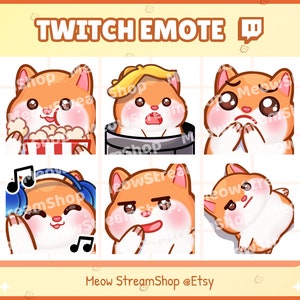 Twitch Emote / Cute Hamster Emotes Pack #4 (palomitas de maíz, basura, súplicas, mermelada, risa, perdido) / Kawaii Conejillo de Indias Capibara Mouse Sub Emoji