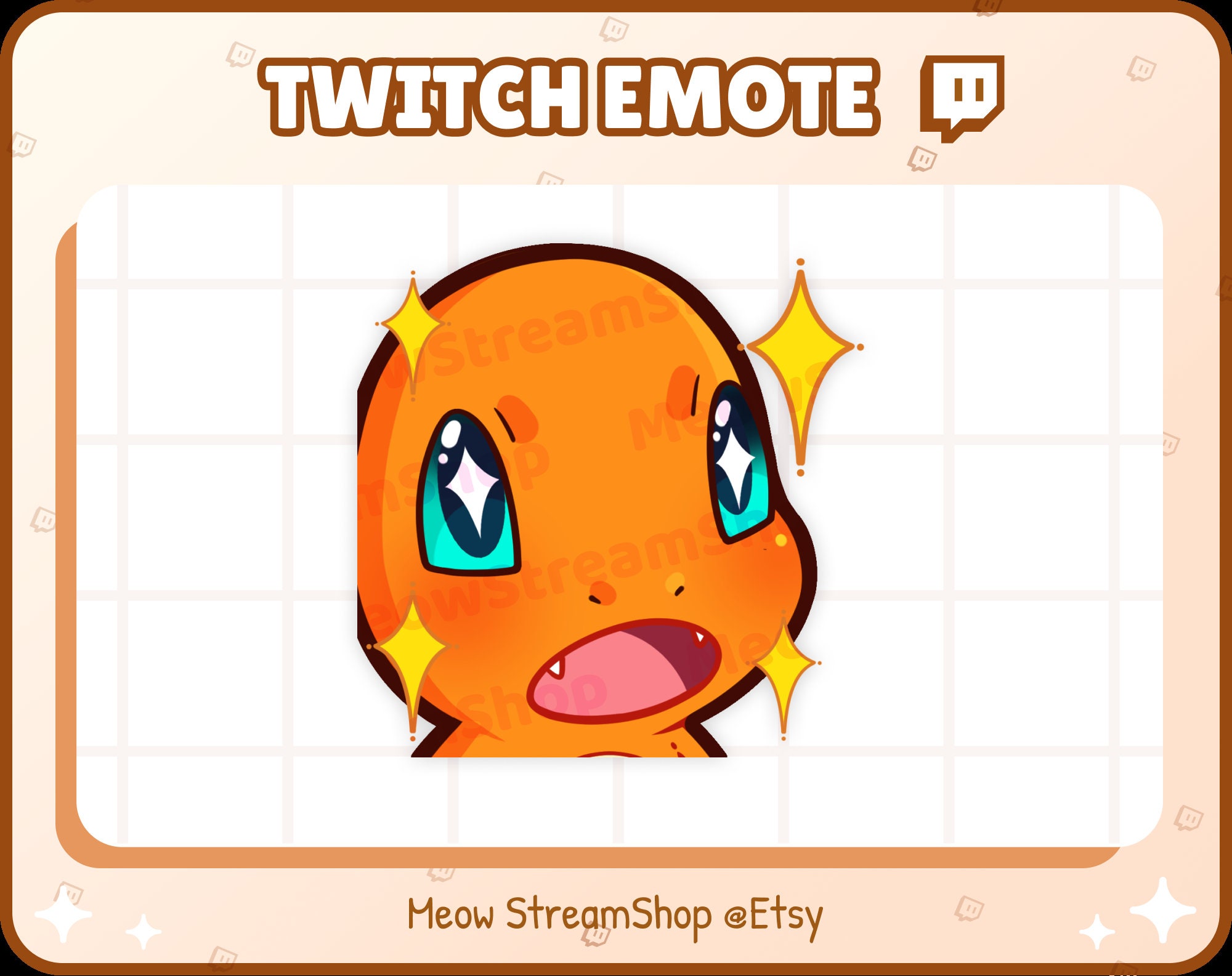 Twitch Emote / Charmander POG Sparkling eyes Emoji for Etsy