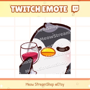 Twitch Emote  / Cute Penguin Sip Wine, classy, cool Emotes / Cute Penguin Emote for streamer / Discord Youtube