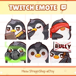 Twitch Emote  / Cute Penguin Emoji Pack 7 (take Notes, dab, blind, Toxic, Dead stare, Bully) / Cute Penguin Emotes for streamer / Discord