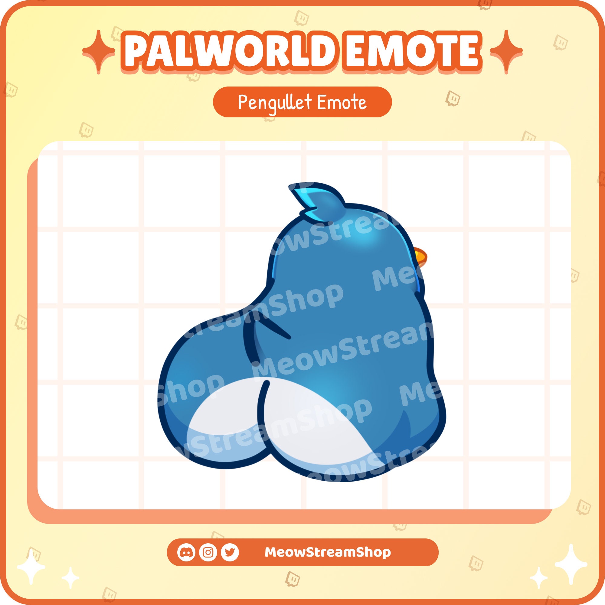 Twitch Emote  / Palworld Pengullet Booty Emote / Cute Pal emotes for Twitch, Discord, Youtube, etc