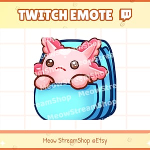 Twitch Emote  / Cute Axolotl carry, backpack Emote / Cute Axolotl salamander Sub Emoji