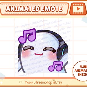 Emote animata di Twitch / Emote animate di fantasmi carini Jam, musica, danza, vibrazioni, vibrazione, festa / Emoticon fantasma spettrale Kawaii / Discordia