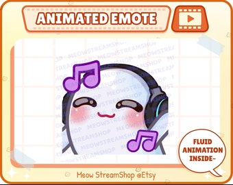 Twitch Animated Emote  / Cute Ghost Animated Emotes Jam, music, dance, vibes, vibing, party / Kawaii spooky ghost emoji / Discord