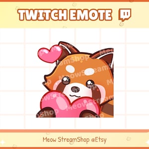 Twitch Emote / Lindo Corazón de Panda Rojo, Emotes de Amor / Lindo panda rojo chibi, mapache Sub Emoji