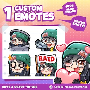 Custom Premium Twitch Emotes / Twitch Emoji for streamer / youtube, Twitch, Discord / Cute Chibi anime style