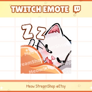 Twitch Emote / Cute White Cat sleep, rest, sleepy, blanket Emotes / Kawaii Kitten Catto Feline Sub Emoji