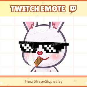 Twitch Emote / かわいいウサギ クールな色合い、GG、EZ Emotes / かわいい白いウサギのサブ絵文字