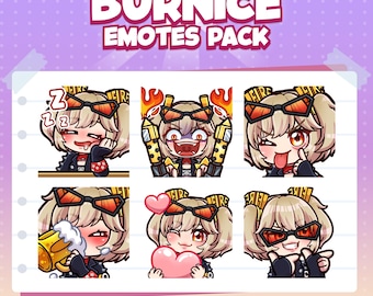 May include: A set of nine animated emotes featuring a cartoon character with blonde hair, wearing sunglasses and a black leather jacket. The emotes depict various expressions, including sleeping, laughing, drinking, and holding a heart.