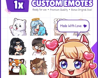 Custom Premium Twitch Emotes / Twitch Emoji for streamer / youtube, Twitch, Discord / Cute Chibi anime style