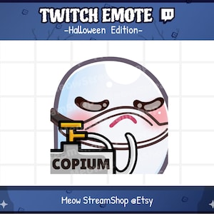 Twitch Emote  / Cute Ghost copium emote / Kawaii spooky ghost Halloween emoji / discord