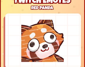 Twitch Emote  / Cute Red Panda Derp Emotes / Cute chibi Red panda, raccoon Sub Emoji