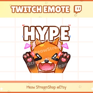 Twitch Emote / Cute fox Hype, Excited, Confetti Emotes / kawaii Fox chibi Sub Emoji
