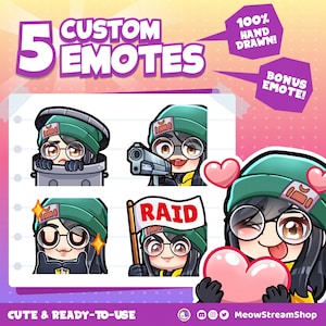 5 emoticones de Twitch premium personalizados/emojis de Twitch para streamers/YouTube, Twitch, Discord/estilo anime Chibi lindo
