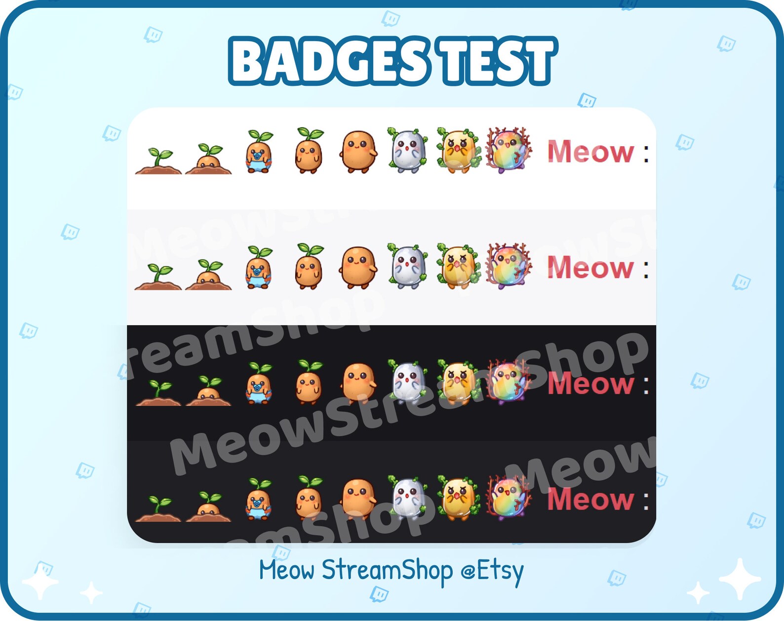 Potato Stramer Code 8x Twitch Sub, Bit Badges - Kawaii Cute Potato, Potat, Potatoes, Spud ...